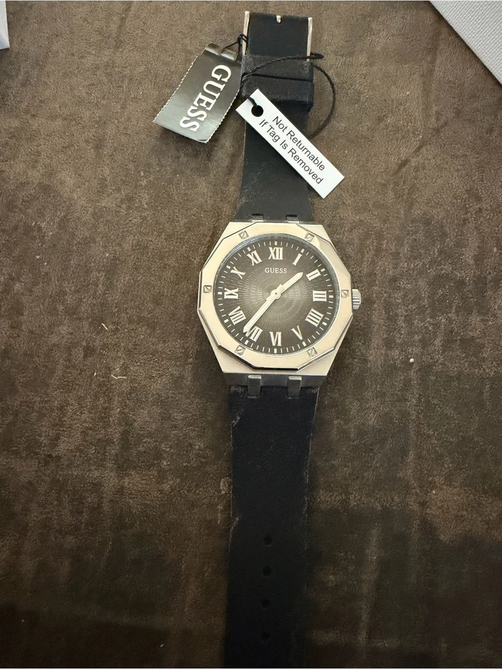 GUESS Men's Black Dial Stainless Steel Watch